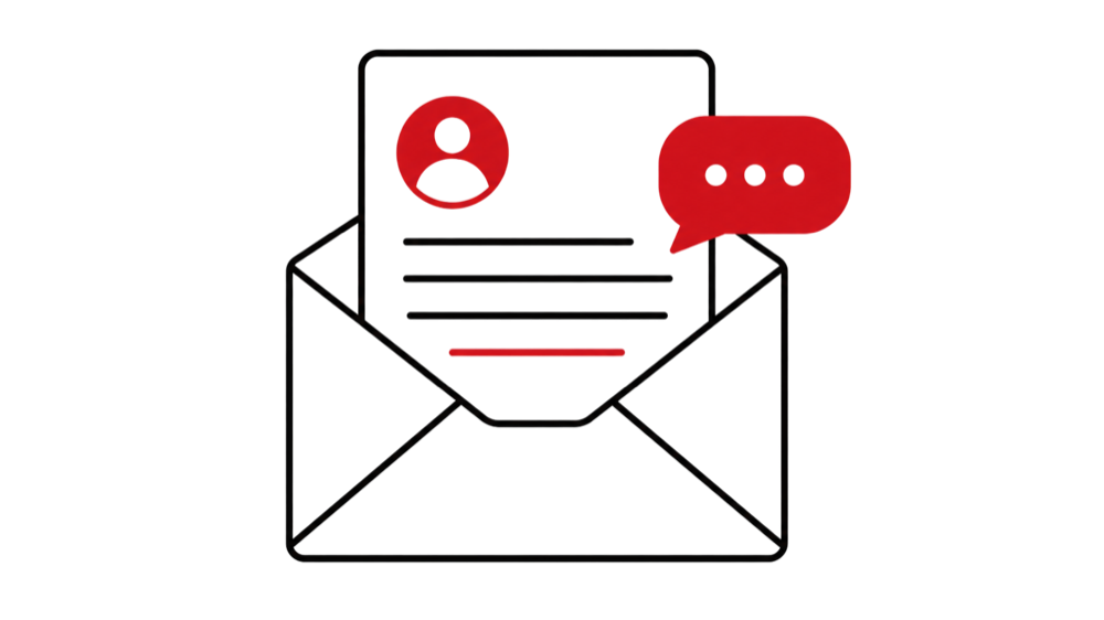 An email in the client's voice